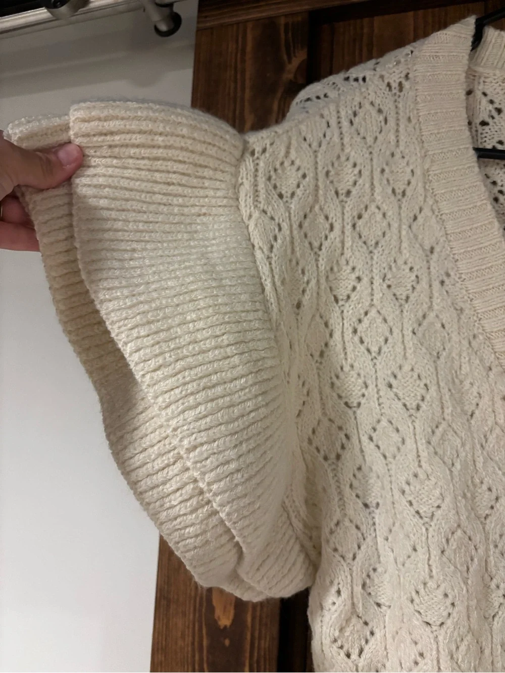 Habitual Crochet Flutter Ruffle Sleeve Cardigan Large